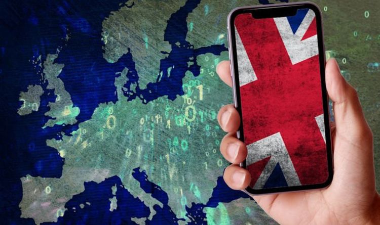 UK phone on map of Europe